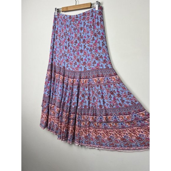 Arnhem Christina Maxi Skirt Pink Iris Floral Tiered Boho Peasant Spell Size M 12 - Picture 8 of 15